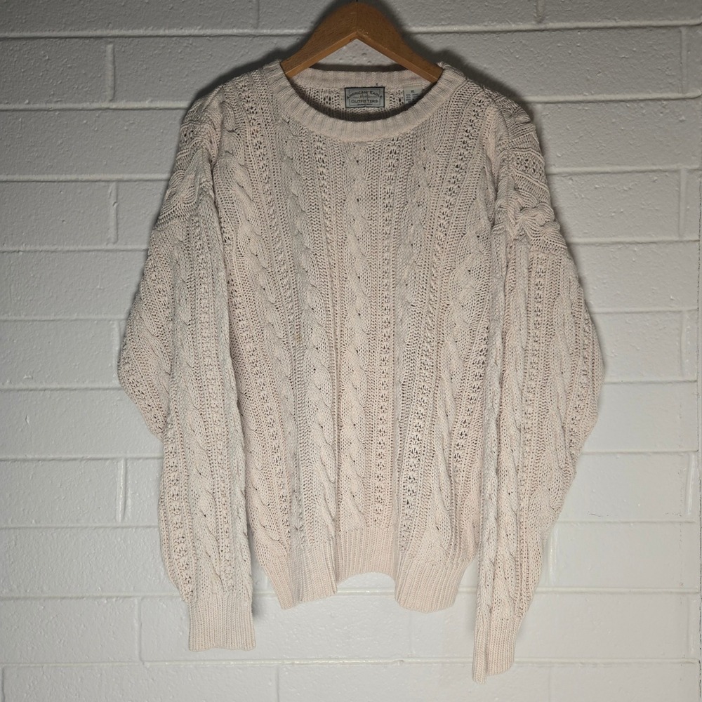 Vtg American Eagle Cable Knit Sweater Mens XL Fisherman Ramie Boho 90s Oversized